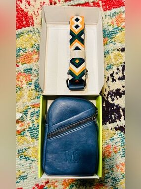 MC Crossbody Sling Bag with Patterned Strap